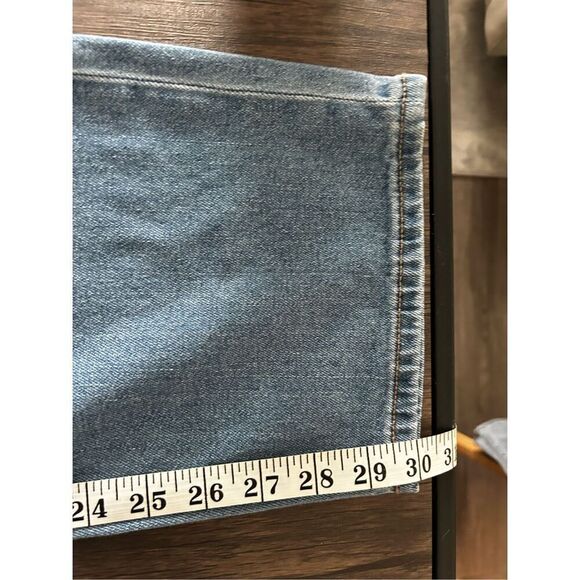 American Eagle Light Wash Wide Leg Jeans Size 10 Y2K NWT Cinched Ruffle Waist - Picture 15 of 15